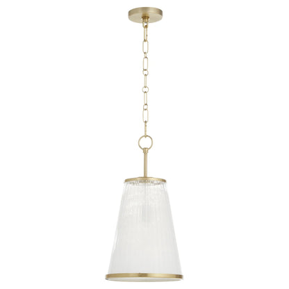 Quorum International PROVIDENCE 8238-11-80 Pendant 11 Inch Milky White Glass Shade Transitional - Aged Brass