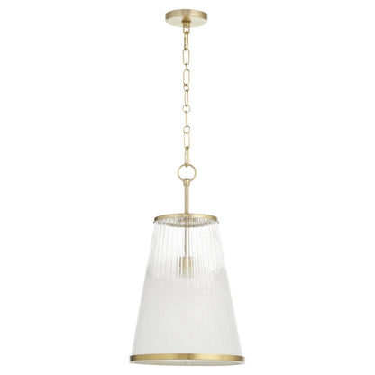 Quorum International PROVIDENCE 8238-13-80 Pendant 13 Inch Milky White Glass Shade Transitional - Aged Brass