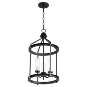 Quorum Empire 829-3-6980 Entry - Textured Black W/ Aged Brass