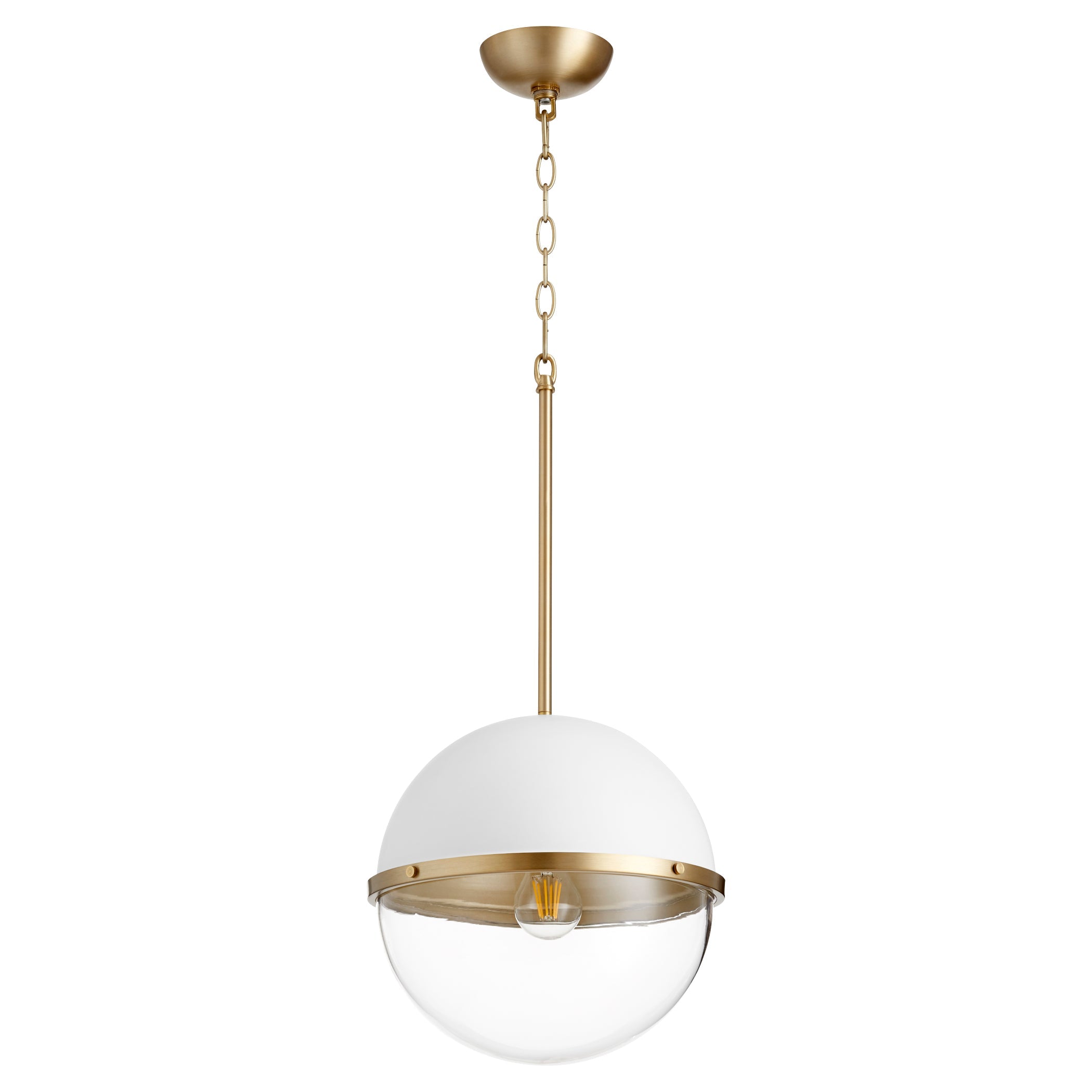 Quorum 83-12-0880 Pendant - Studio White W/ Aged Brass