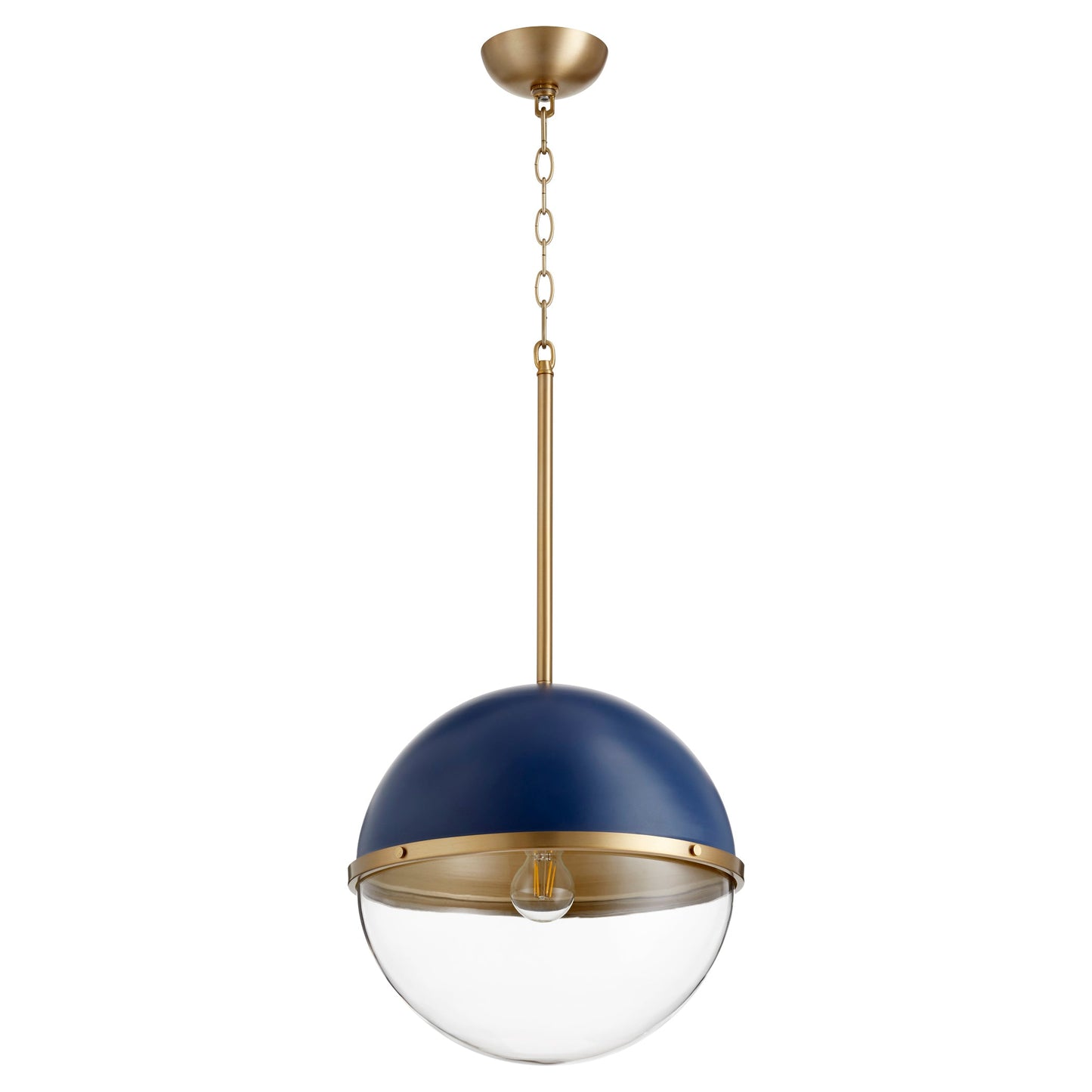 Quorum 83-12-3280 Pendant - Blue W/ Aged Brass