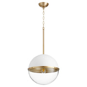 Quorum 83-14-0880 Pendant - Studio White W/ Aged Brass