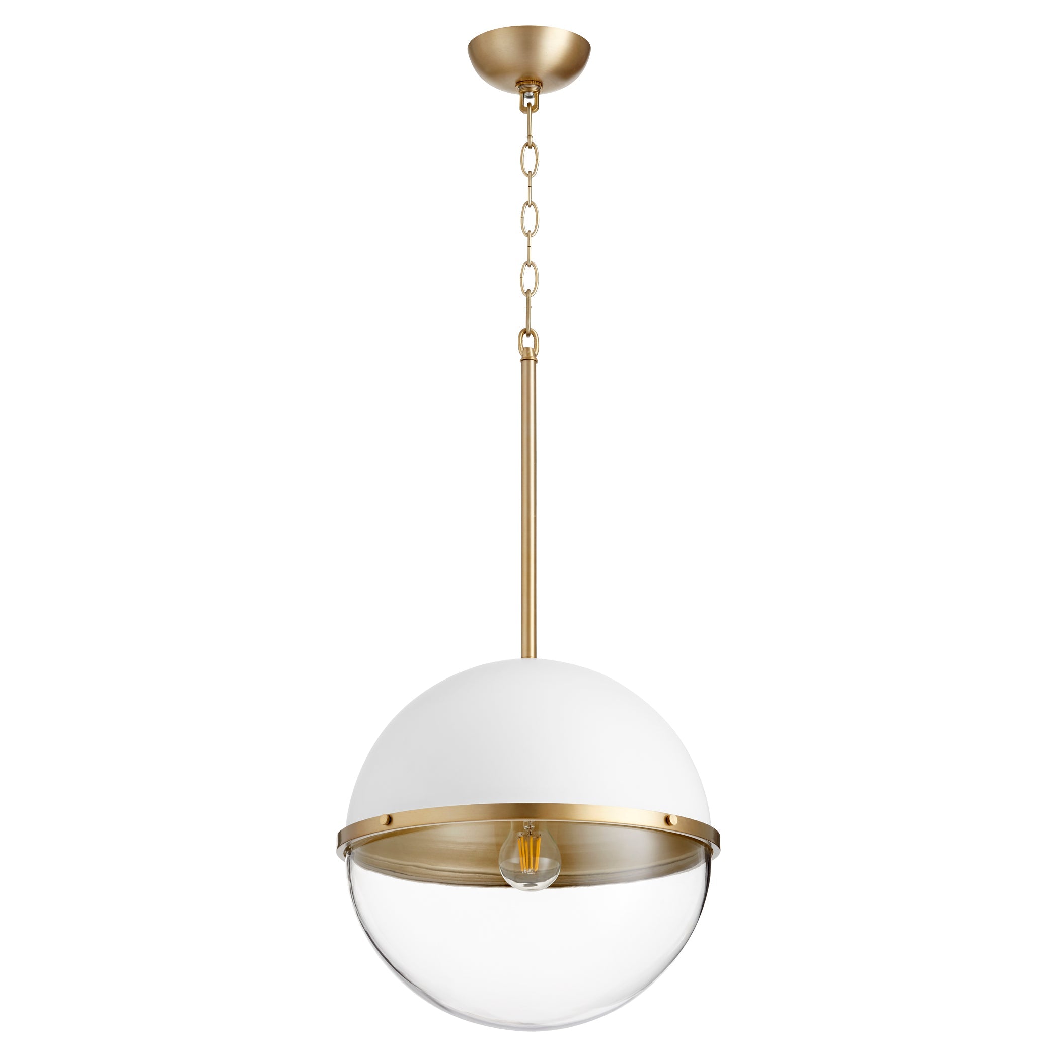 Quorum 83-14-0880 Pendant - Studio White W/ Aged Brass