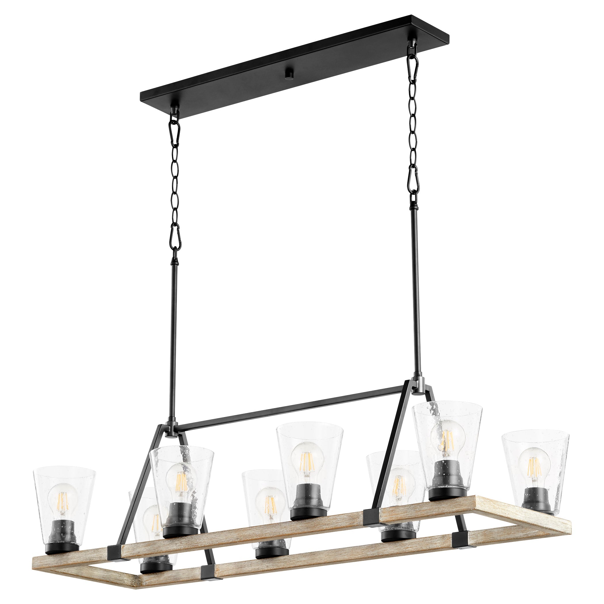 Quorum Paxton 83-8-6941 Chandelier - Textured Black W/ Weathered Oak Finish