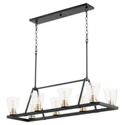 Quorum Paxton 83-8-6980 Chandelier - Textured Black W/ Aged Brass