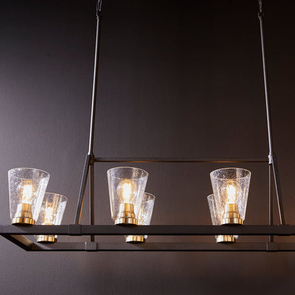Quorum Paxton 83-8-6980 Chandelier - Textured Black W/ Aged Brass