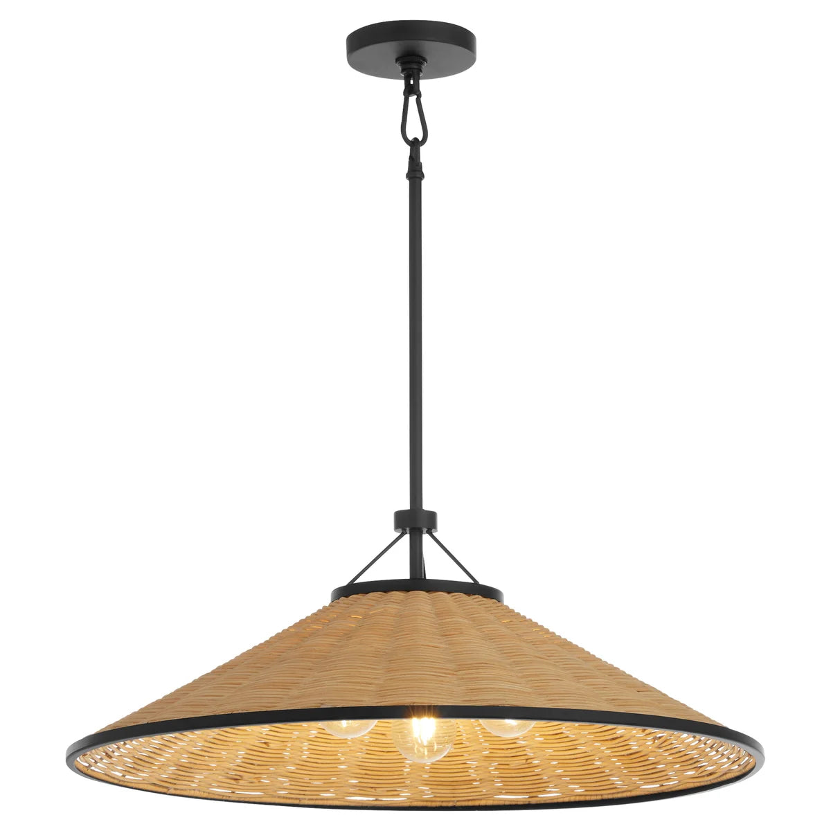 Quorum International CONA 830-3-59 Pendant - Matte Black / Natural Wicker Traditional