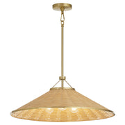 Quorum International CASSINI 830-3-80 Pendant - Aged Brass / Natural Wicker Farmhouse Industrial