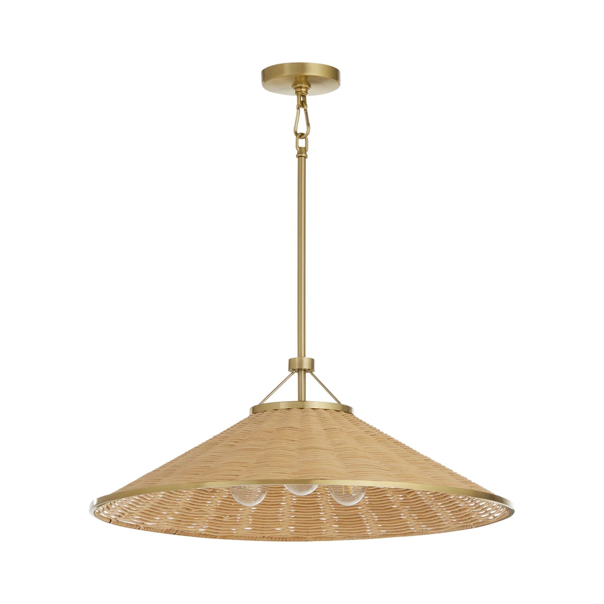 Quorum International CASSINI 830-3-80 Pendant - Aged Brass / Natural Wicker Farmhouse Industrial