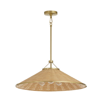 Quorum International CASSINI 830-3-80 Pendant - Aged Brass / Natural Wicker Farmhouse Industrial