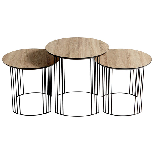 Cyan Design 09629 Electric Moon Nesting Table - Oak Veneer And Black