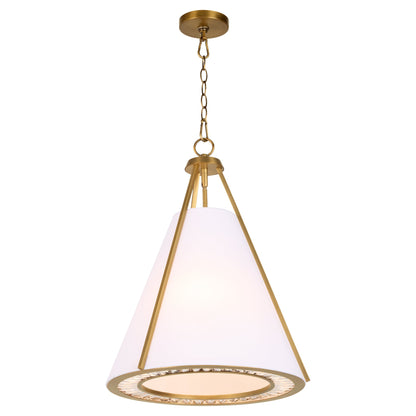 Quorum Gorham 8382-3-47 Pendant, UL Damp Rated, Brushed Brass