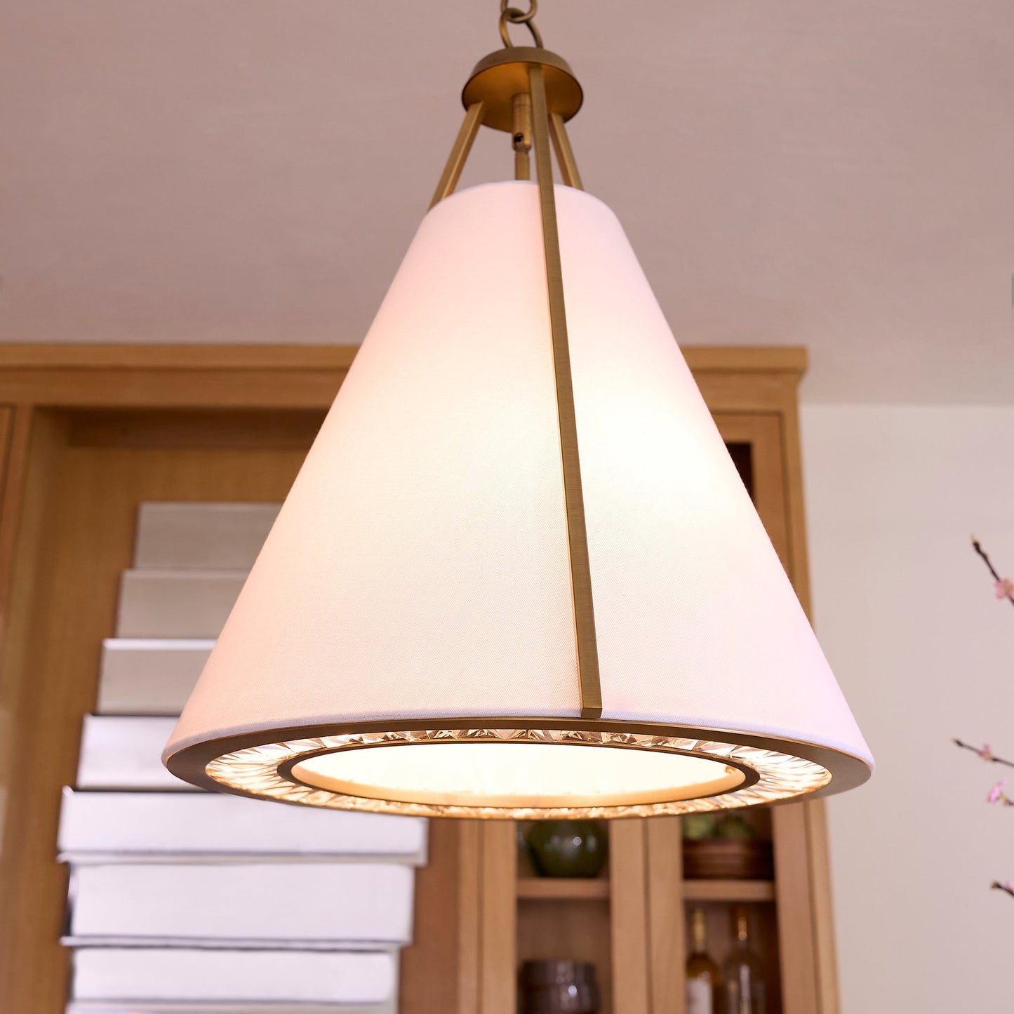 Quorum Gorham 8382-3-47 Pendant, UL Damp Rated, Brushed Brass