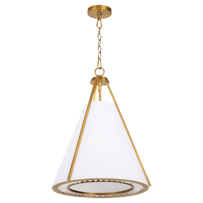 Quorum Gorham 8382-3-47 Pendant, UL Damp Rated, Brushed Brass