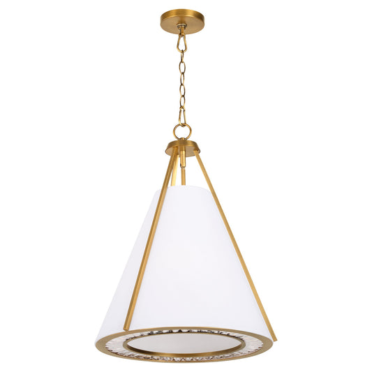 Quorum Gorham 8382-3-47 Pendant, UL Damp Rated, Brushed Brass