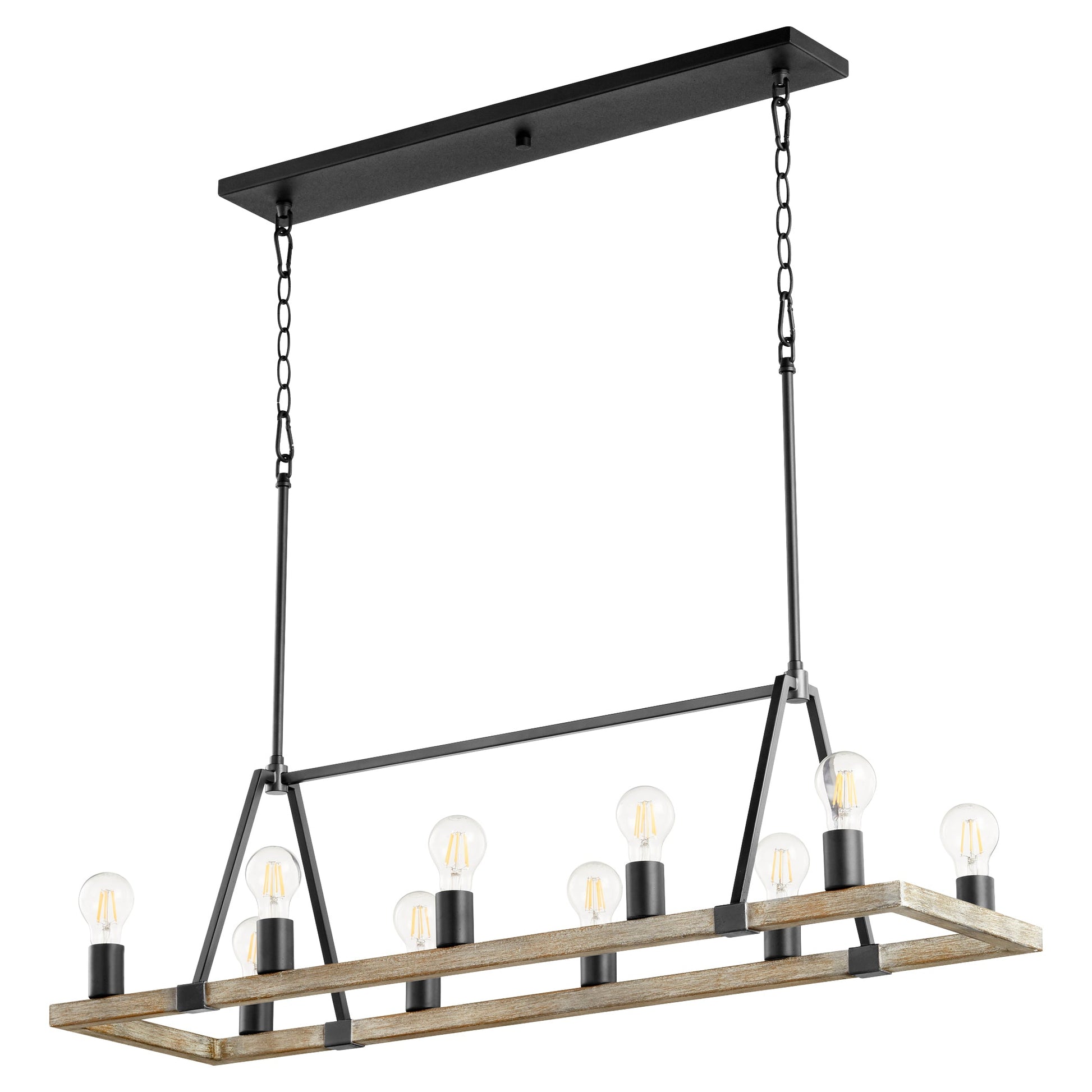 Quorum Paxton 84-10-6941 Chandelier - Textured Black W/ Weathered Oak Finish