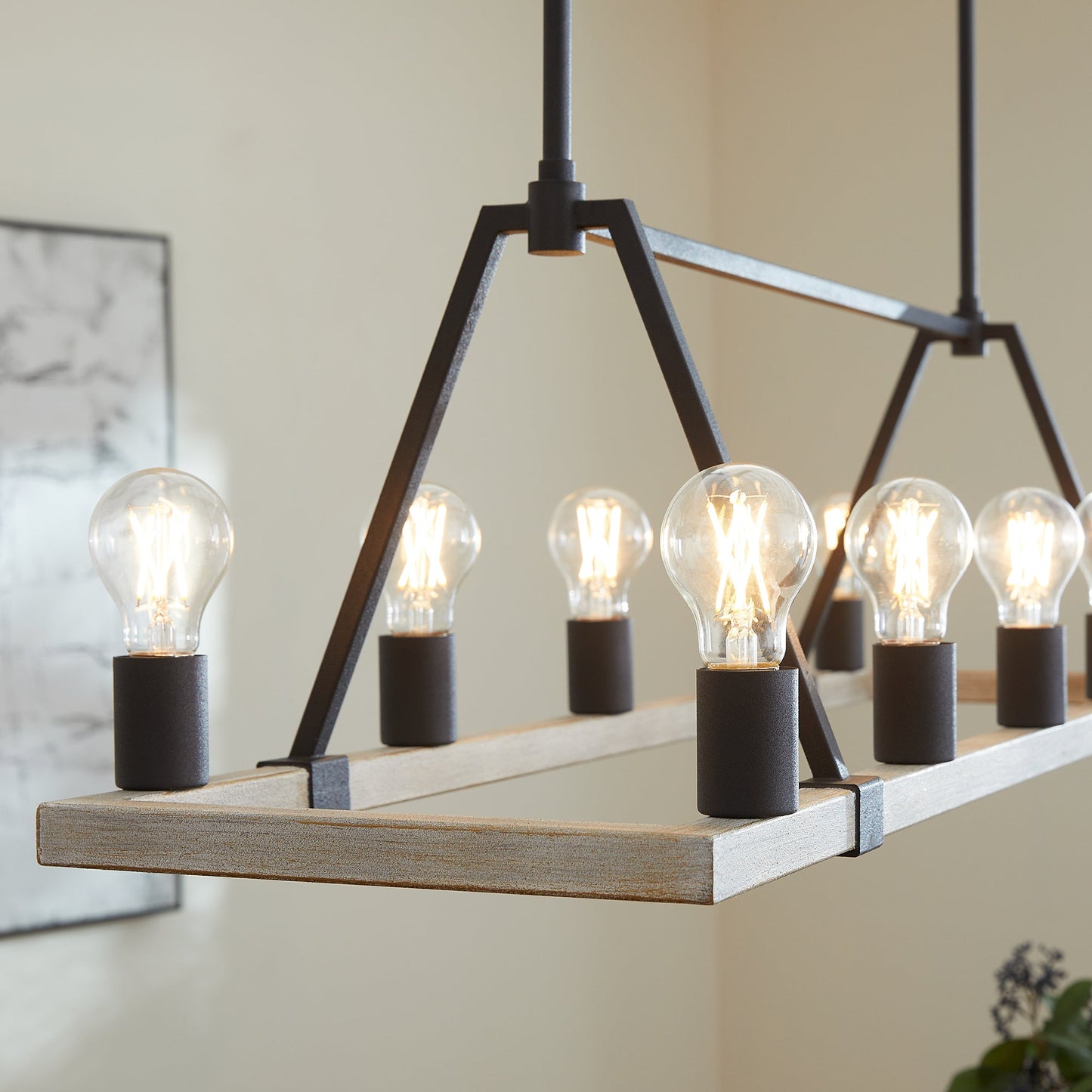 Quorum Paxton 84-10-6941 Chandelier - Textured Black W/ Weathered Oak Finish
