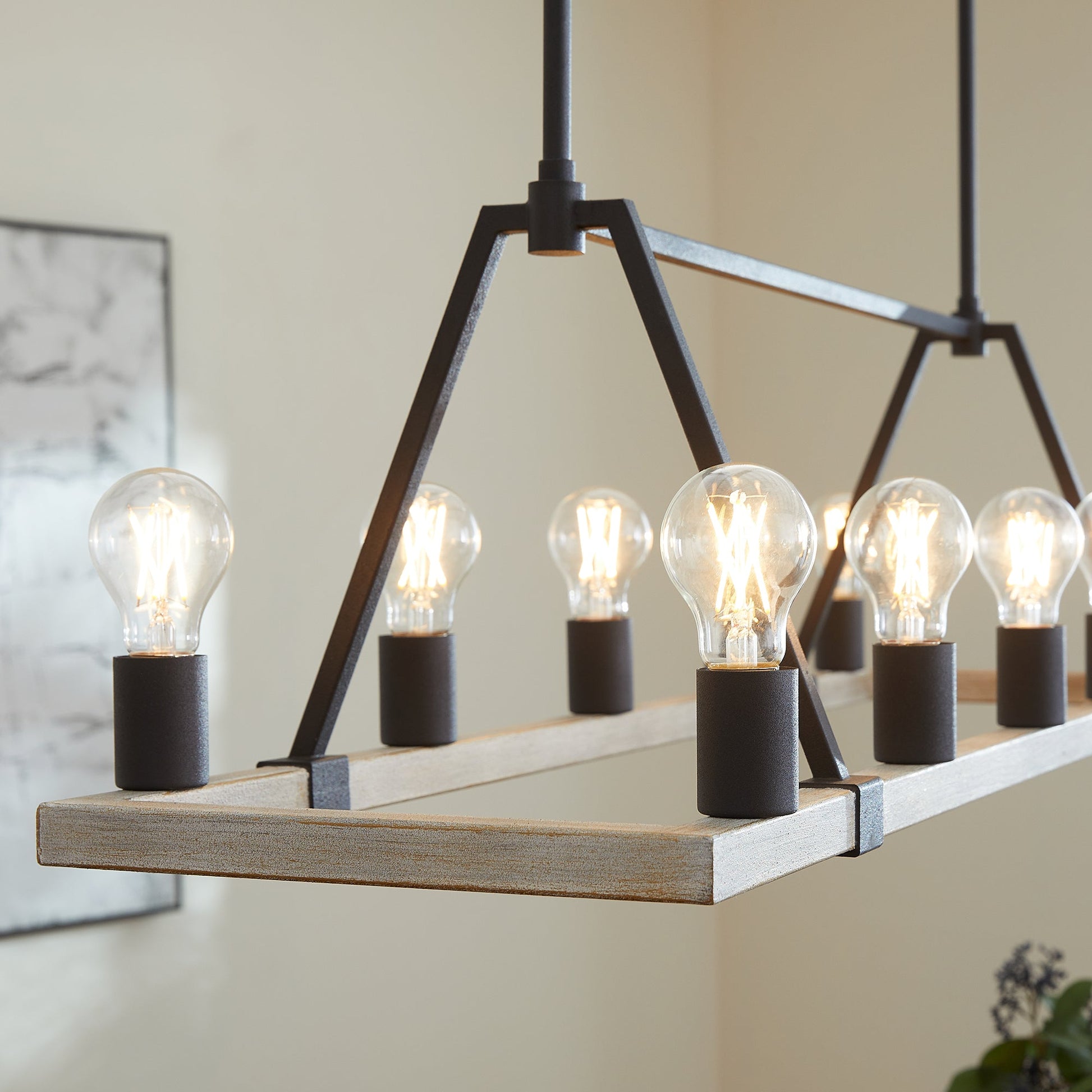 Quorum Paxton 84-10-6941 Chandelier - Textured Black W/ Weathered Oak Finish