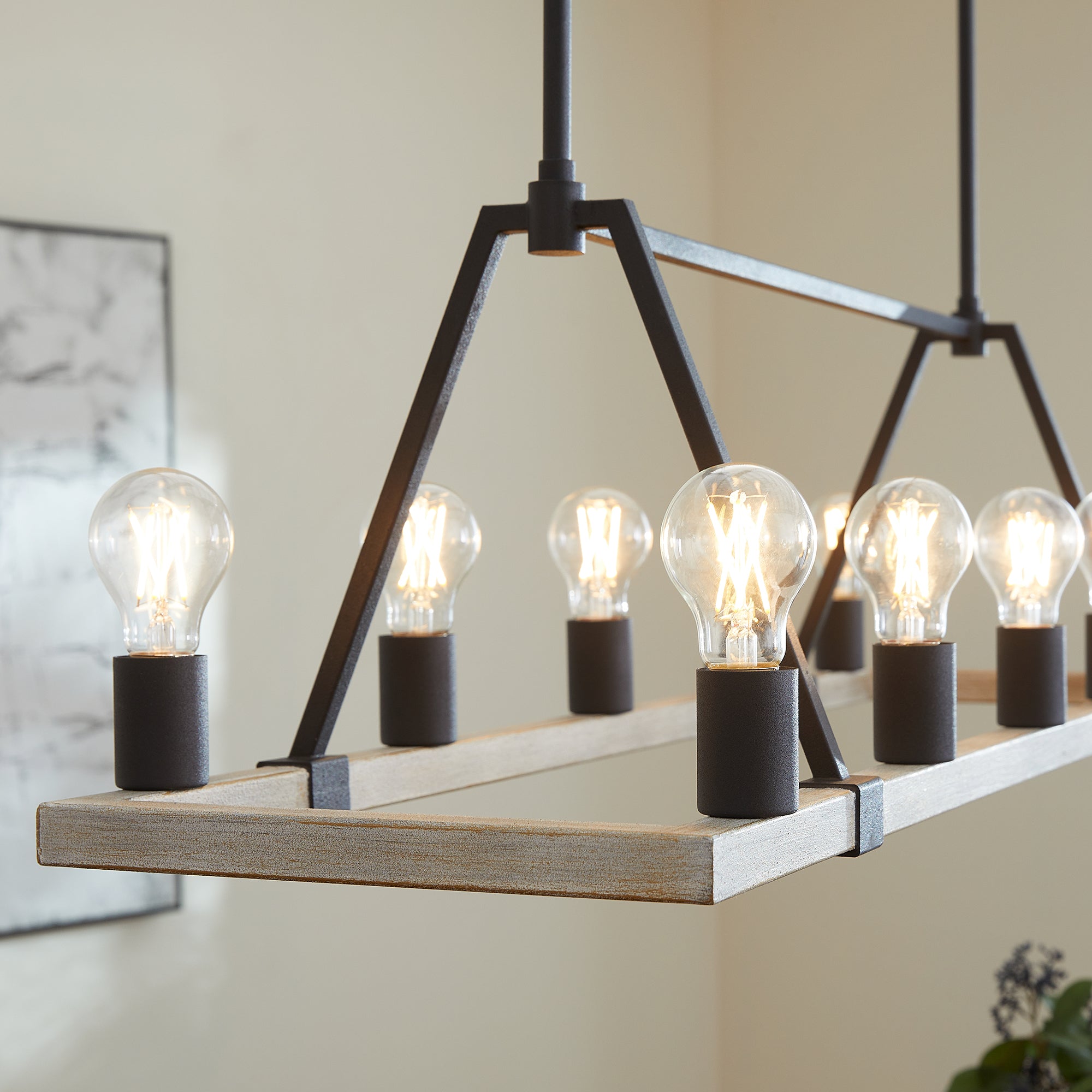 Quorum Paxton 84-10-6941 Chandelier - Textured Black W/ Weathered Oak Finish