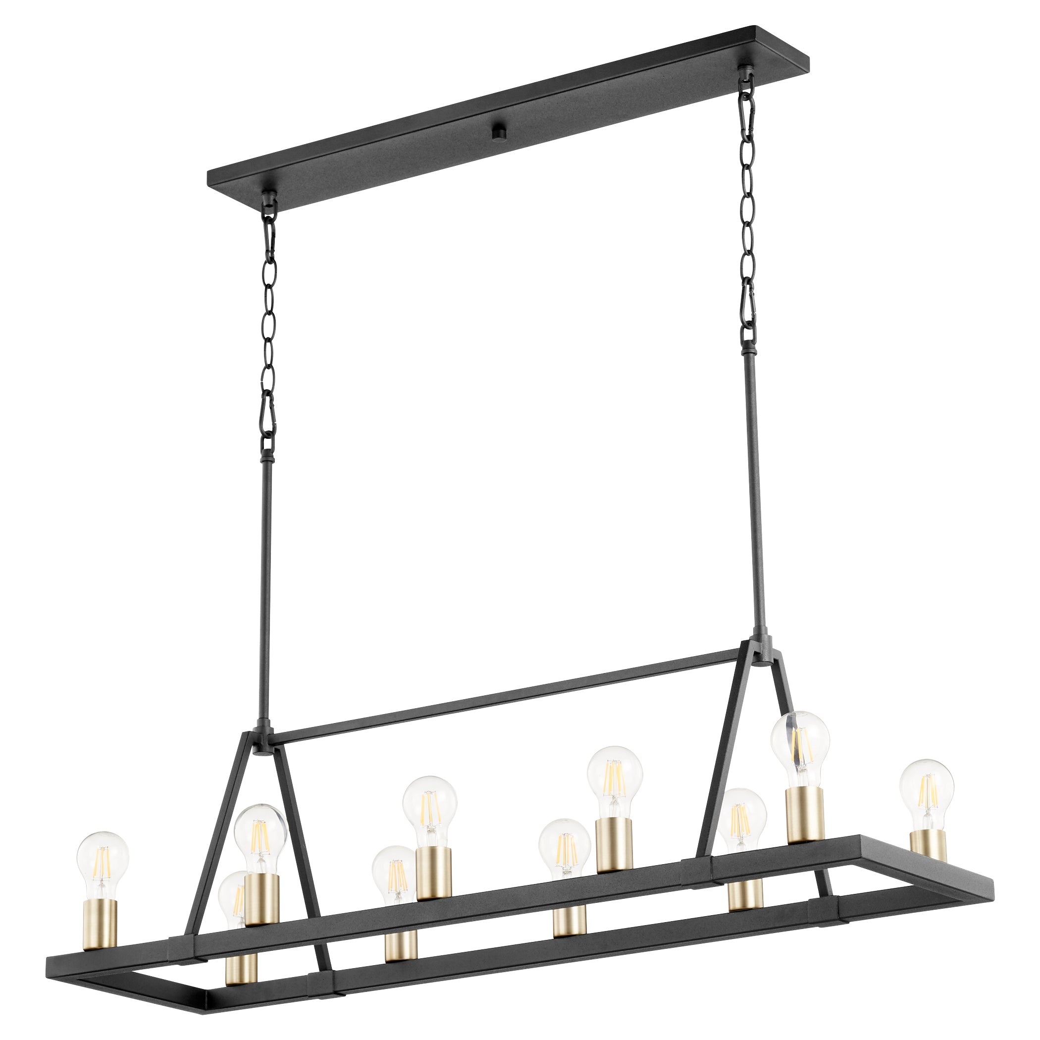 Quorum Paxton 84-10-6980 Chandelier - Textured Black W/ Aged Brass