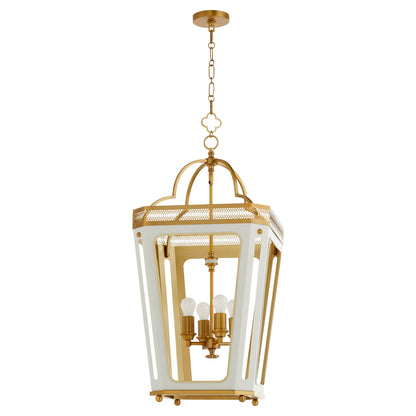 Quorum 840-4-0847 Pendant, UL Damp Rated, Studio White|Brushed Brass