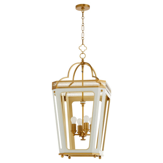 Quorum 840-4-0847 Pendant, UL Damp Rated, Studio White|Brushed Brass