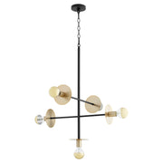 Quorum Voyager 843-5-6980 Pendant - Textured Black W/ Aged Brass