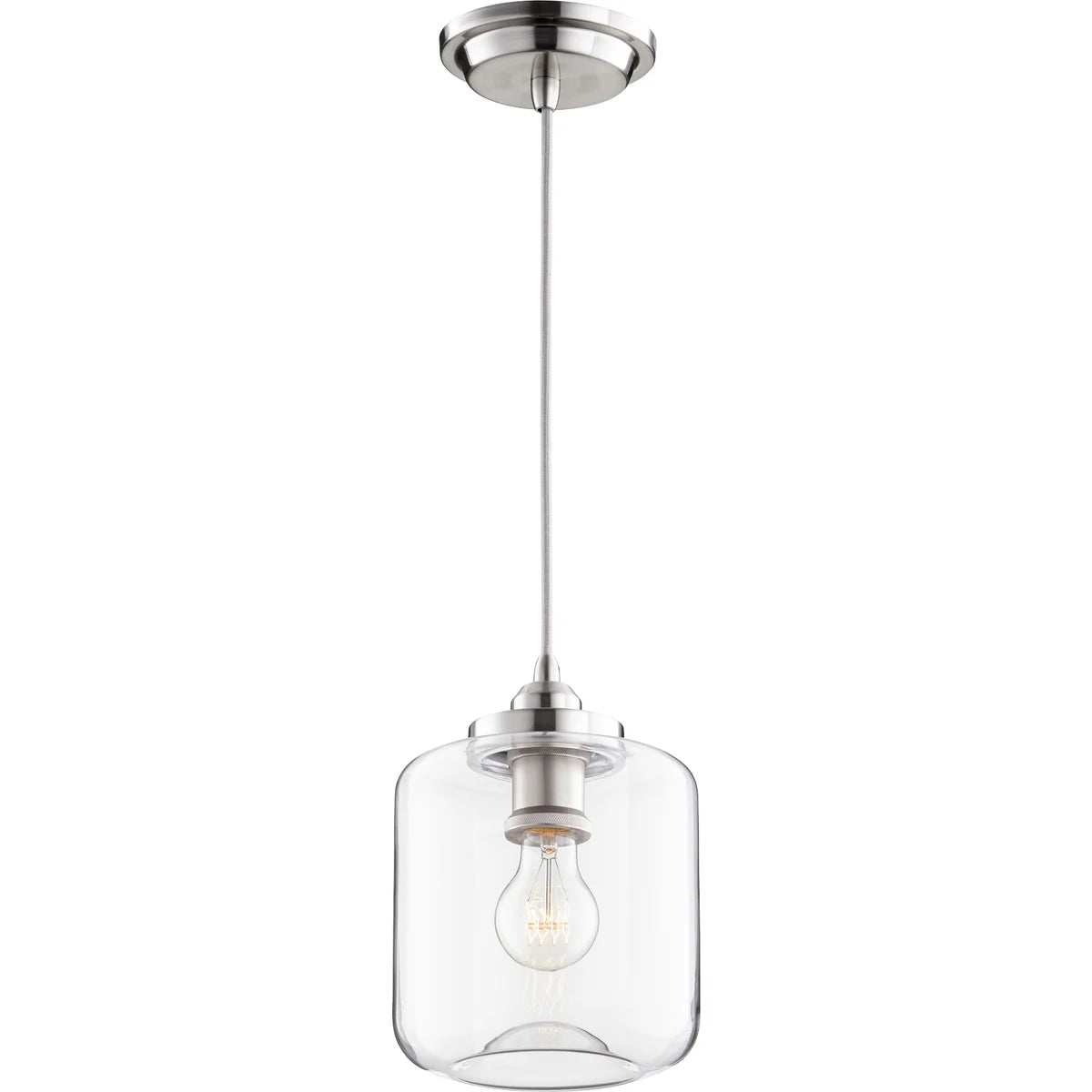 Quorum 845-65 Satin Nickel Clear Mini Pendant 7" Transitional - Satin Nickel
