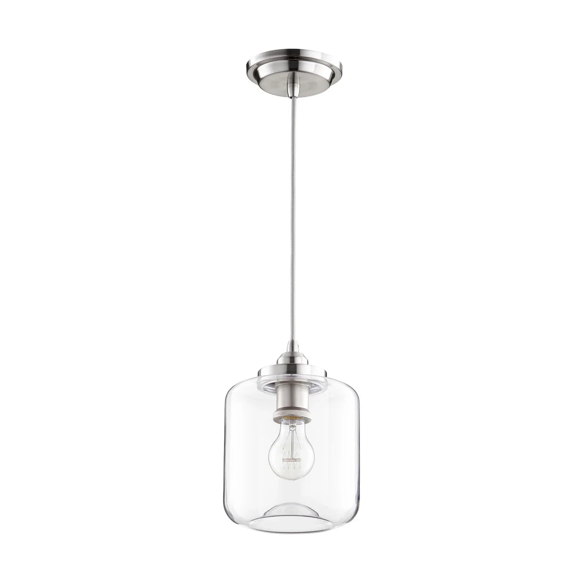 Quorum 845-65 Satin Nickel Clear Mini Pendant 7" Transitional - Satin Nickel