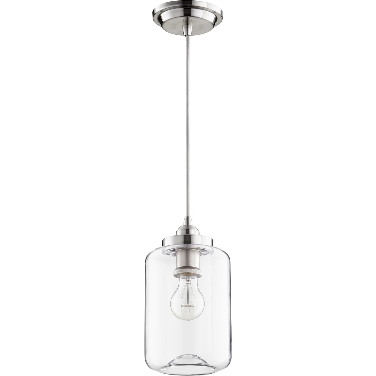 Quorum 846-65 Satin Nickel Clear Mini Pendant 6" Transitional - Satin Nickel