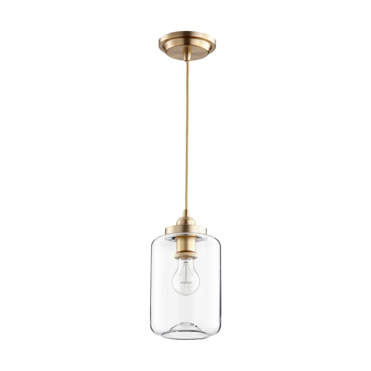 Quorum 846-80 Aged Brass Clear Mini Pendant Transitional 6" - Aged Brass