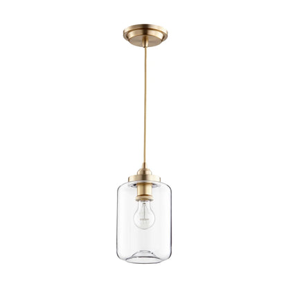 Quorum 846-80 Aged Brass Clear Mini Pendant Transitional 6" - Aged Brass