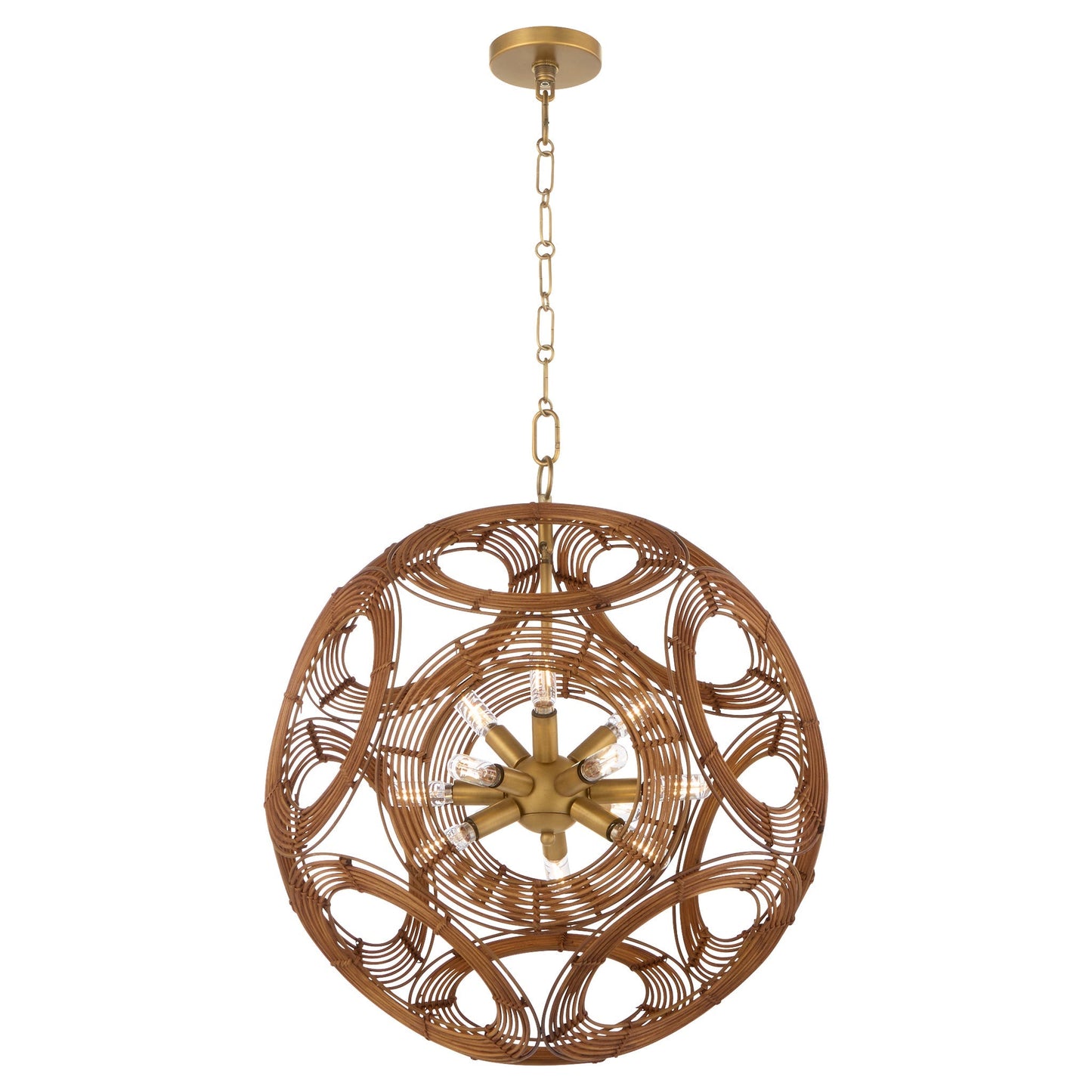 Quorum Kalio 852-22-47 Pendant, UL Damp Rated, Brushed Brass