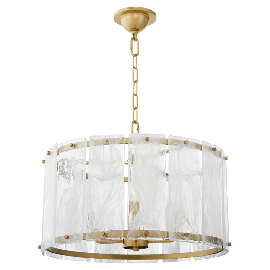 Quorum 8575-4-80 Pendant, UL Damp Rated, Aged Brass