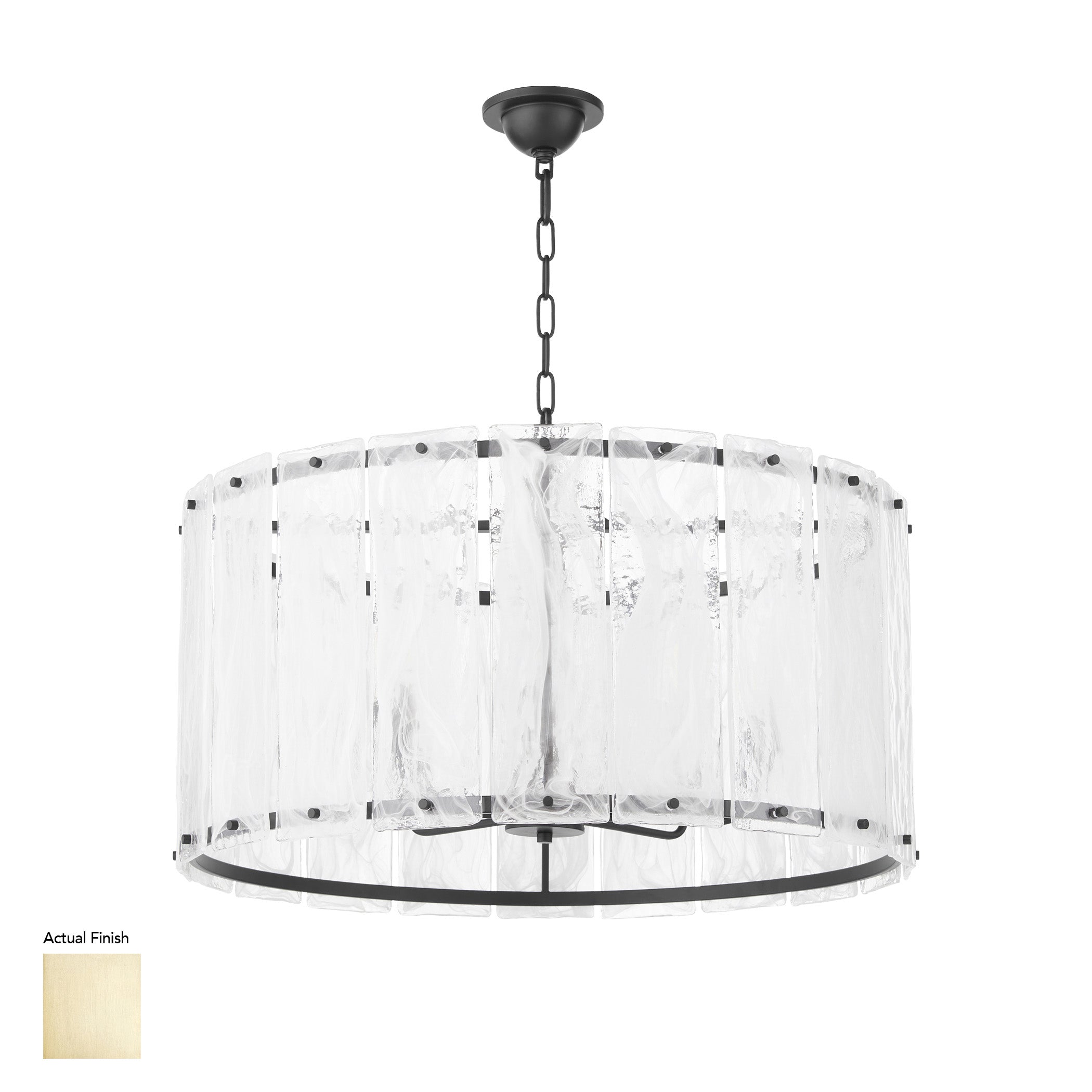 Quorum Prestige 8575-8-80 Pendant, UL Damp Rated, Aged Brass