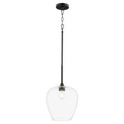 Quorum Veno 858-59 Pendant - Matte Black Clear Glass Shade Traditional