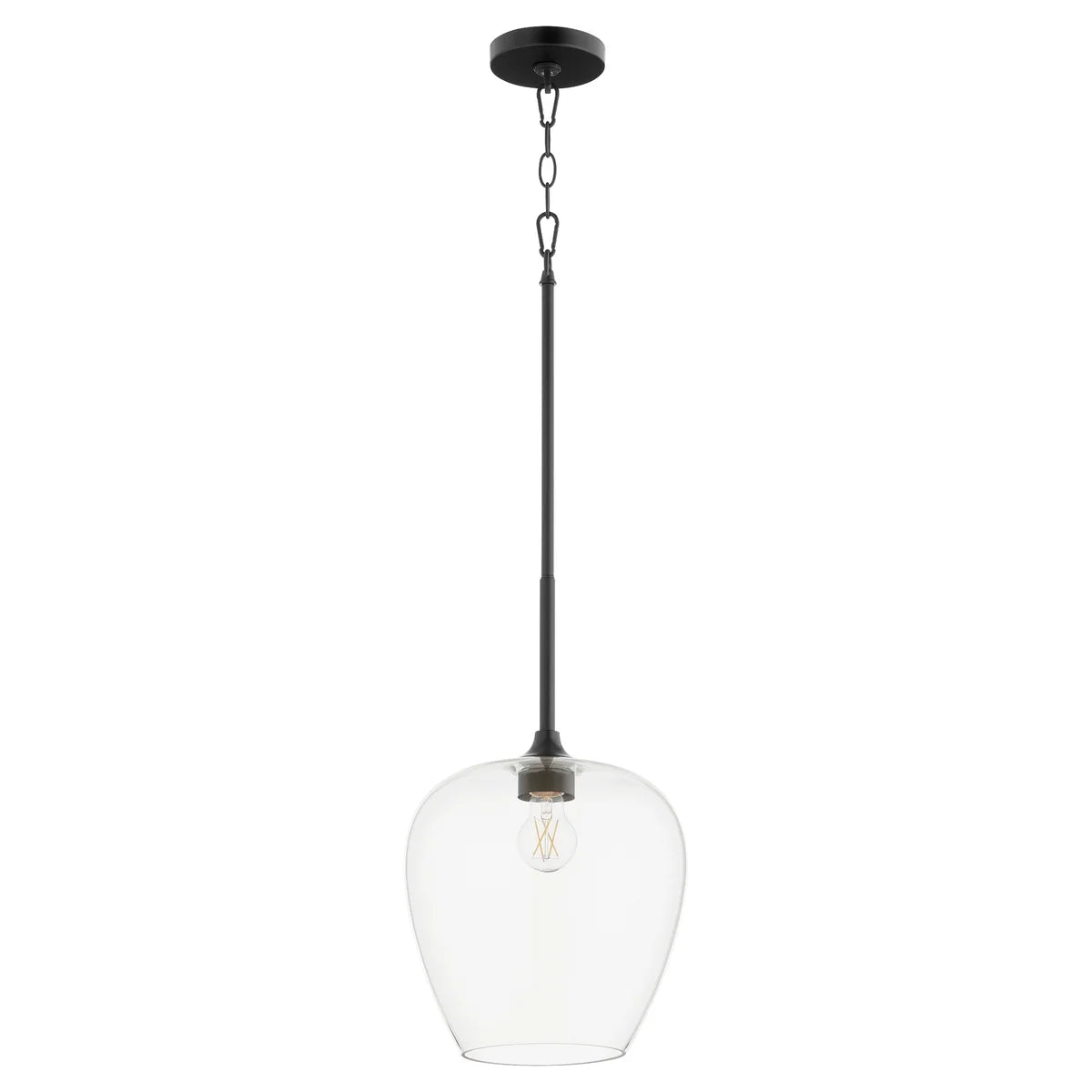 Quorum Veno 858-59 Pendant - Matte Black Clear Glass Shade Traditional