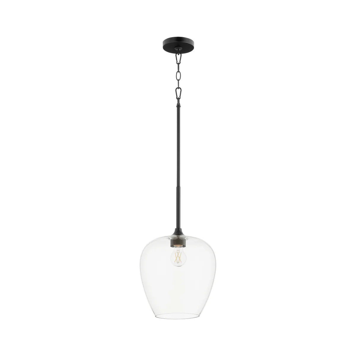 Quorum Veno 858-59 Pendant - Matte Black Clear Glass Shade Traditional