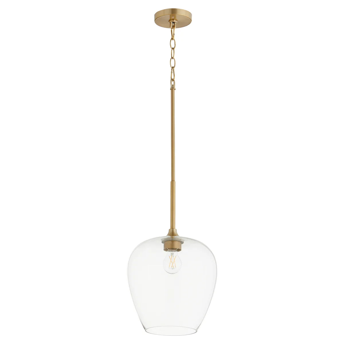 Quorum Veno 858-80 Pendant - Aged Brass Clear Glass Shade Traditional