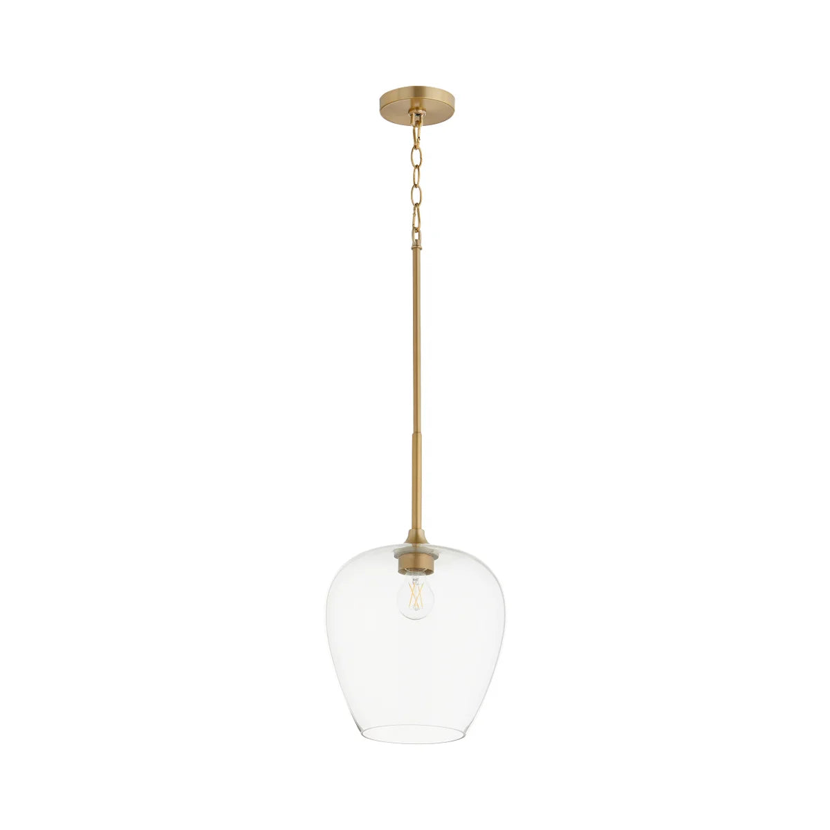 Quorum Veno 858-80 Pendant - Aged Brass Clear Glass Shade Traditional