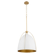 Quorum Jamie 860-3-0880 Pendant - Studio White W/ Aged Brass