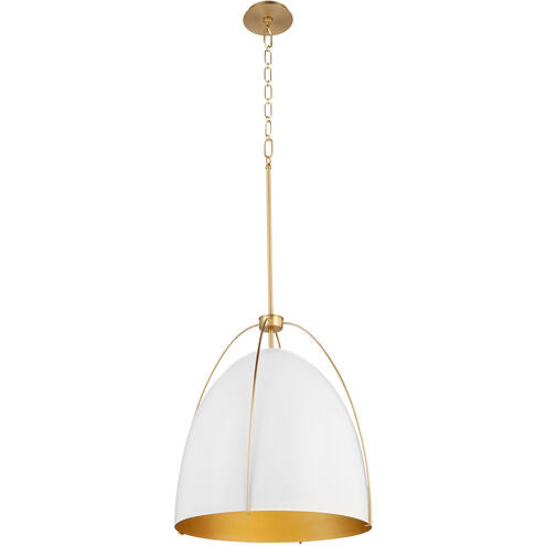Quorum Jamie 860-1-0880 Pendant - Studio White / Aged Brass 15" Transitional