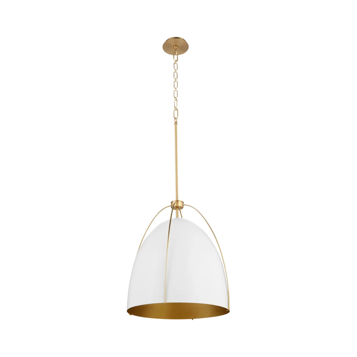Quorum Jamie 860-1-0880 Pendant - Studio White / Aged Brass 15" Transitional
