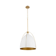Quorum Jamie 860-1-0880 Pendant - Studio White / Aged Brass 15" Transitional