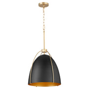 Quorum Jamie 860-3-5980 Pendant - Matte Black W/ Aged Brass
