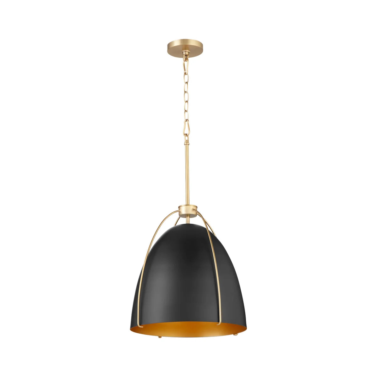 Quorum Jamie 860-1-5980 Pendant - Matte Black / Aged Brass 15" Transitional