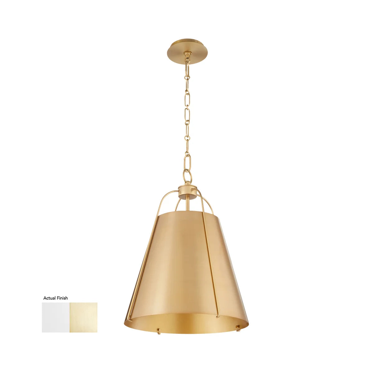 Quorum Ellen 861-1-0880 Pendant - Studio White / Aged Brass 15" Transitional