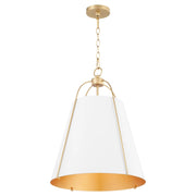 Quorum Ellen 861-1-0880 Pendant - Studio White / Aged Brass 15" Transitional