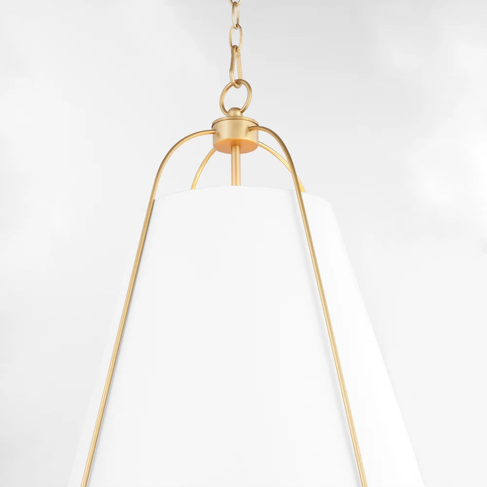 Quorum Ellen 861-1-0880 Pendant - Studio White / Aged Brass 15" Transitional
