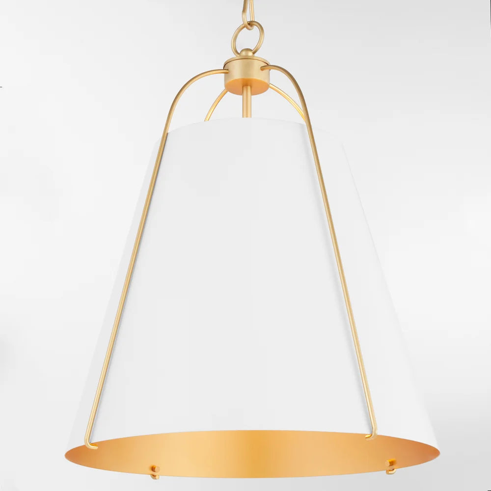 Quorum Ellen 861-1-0880 Pendant - Studio White / Aged Brass 15" Transitional